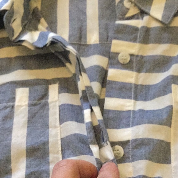 NWOT Splendid stripe cotton chambray button down shirt w convertible sleeves - Picture 11 of 11